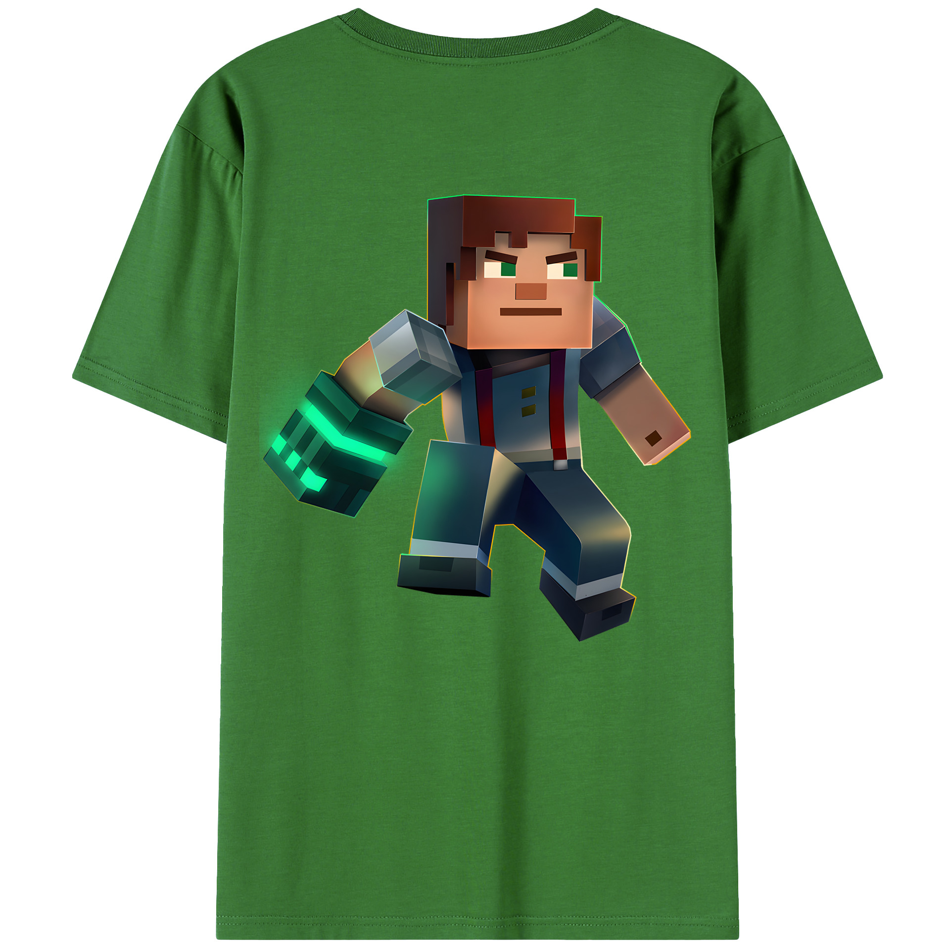 （画像用） マインクラフト ブロックの世界 Minecraft MC Block world レディース半袖Tシャツ(バックプリント)